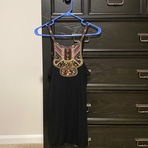 Tank top with hand beaded design